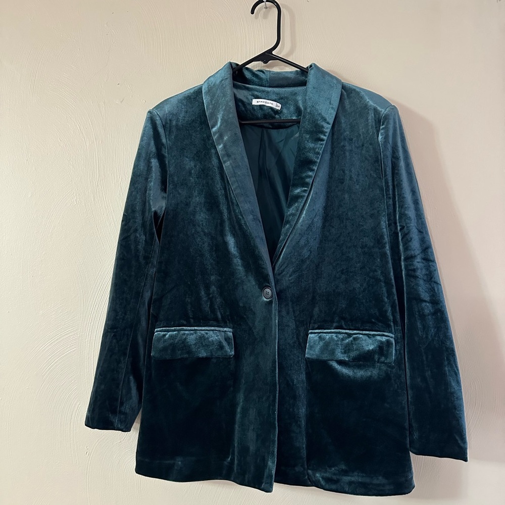 Staccato Teal Velvet Blazer Size S